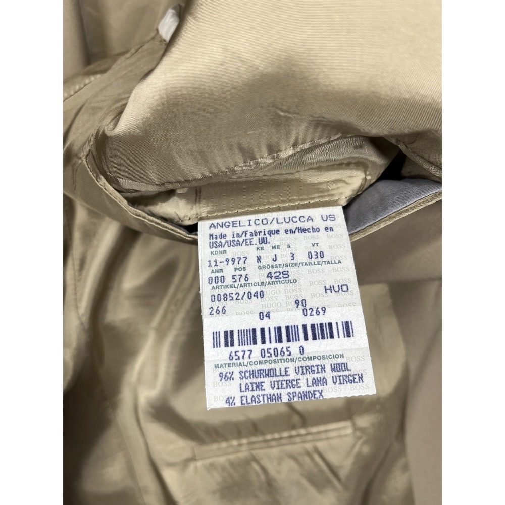 Hugo Boss Angelico Lucca Blazer‎ Suit Jacket Wool USA Mens Beige Size 42S - Picture 8 of 15